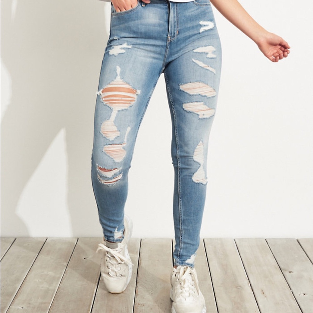 Hollister Light Blue Ripped Jeans